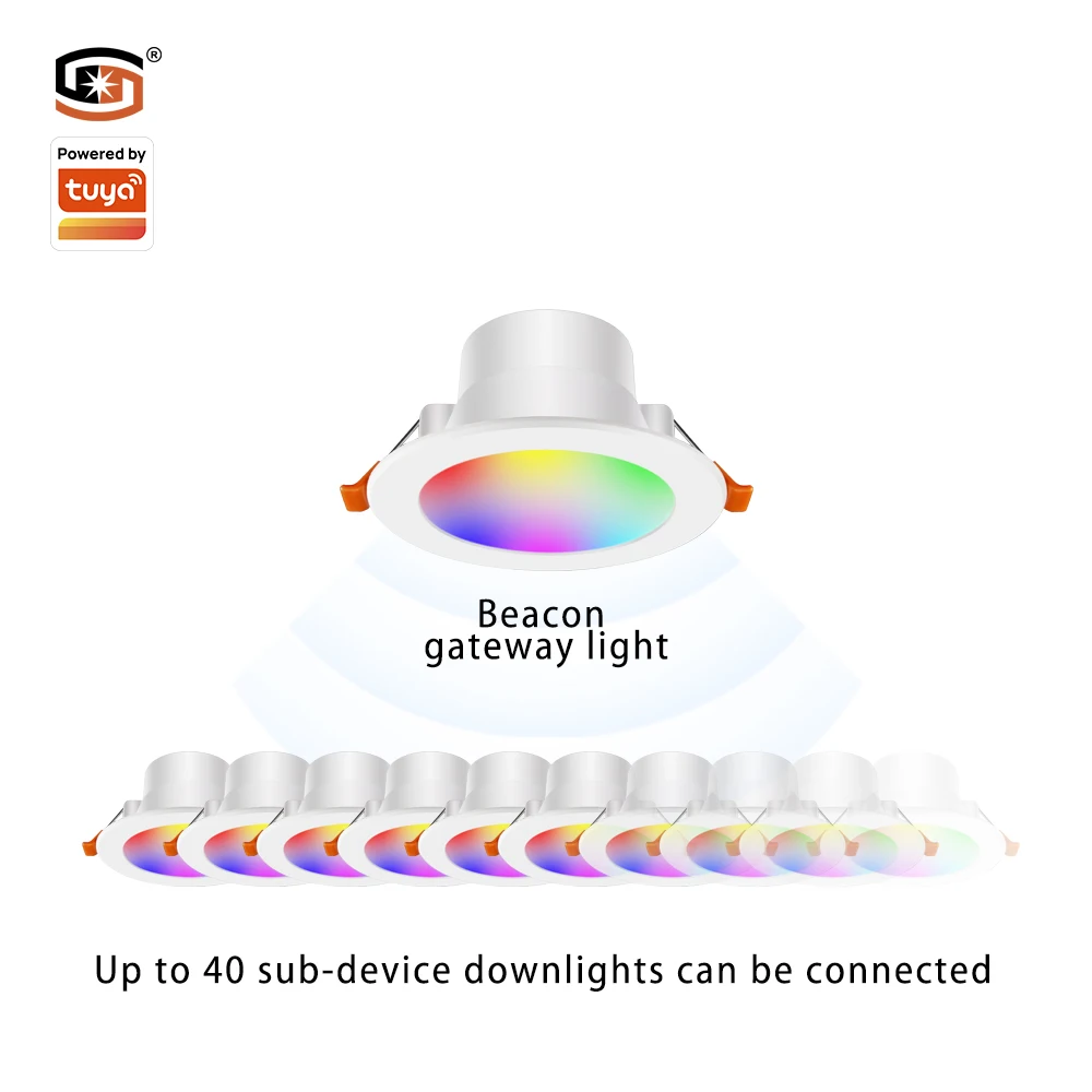2024 Smart LED Downlight With gateway integrated Tuya RGBCCT  9W Beacon Ceiling lights