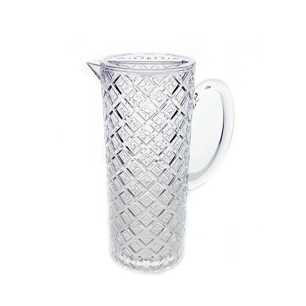 Taiwan BPA free 1500ml Plastic Acrylic Embossed water pitcher
