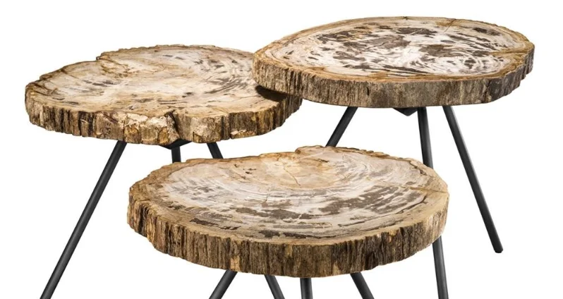 Modern slab wood coffee table, Set of 3 Coffee table acacia wood