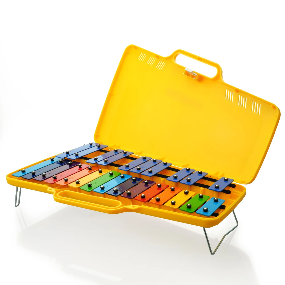 
25 Notes Rainbow Color Pressed Steel Bars with Yellow Case Angel Glockenspiel made in Korea 