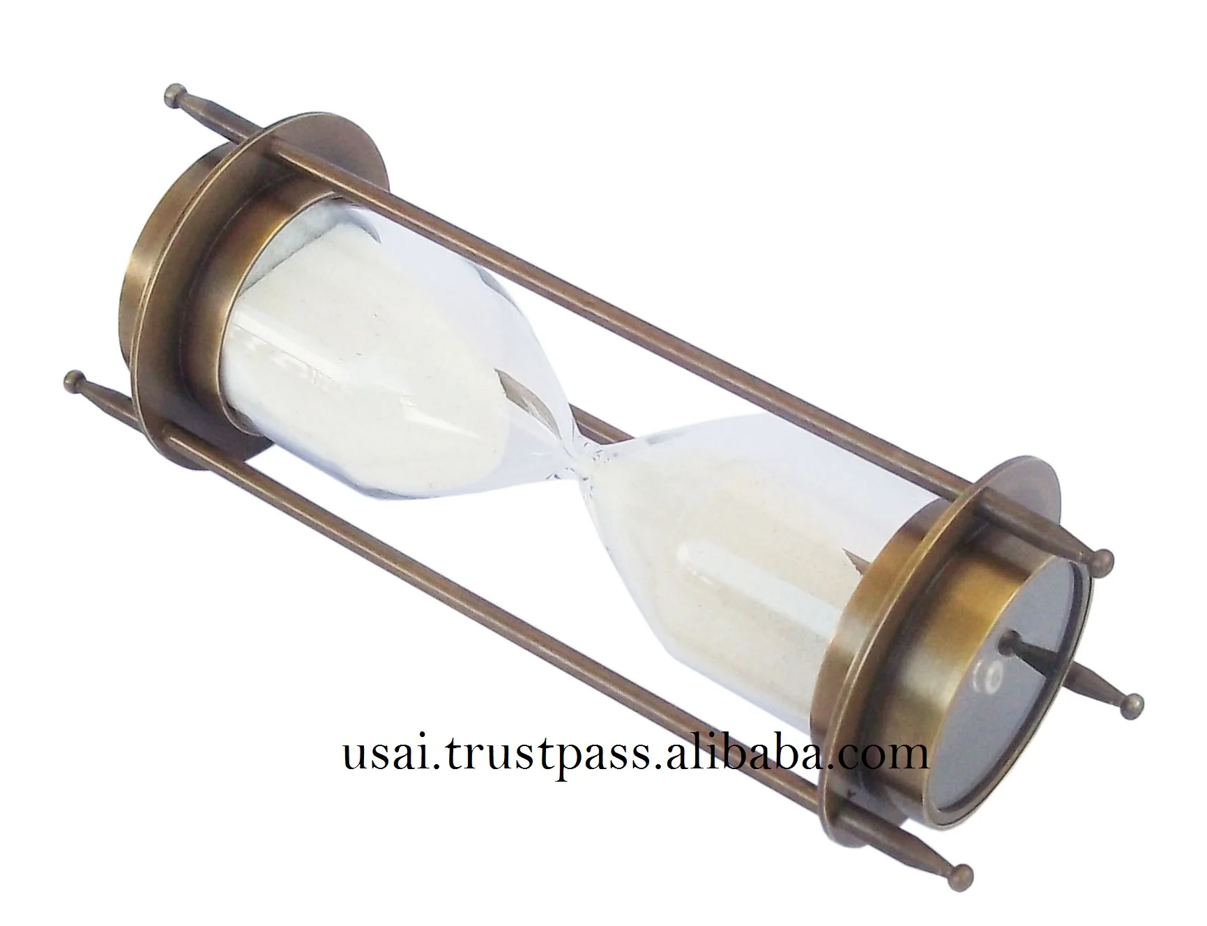 COLLECTIBLES NAUTICAL ANTIQUE FINISH SAND TIMER WITH TWO SIDE COMPASS 5 MINUTES WAIT OFFICE TABLE DECOR