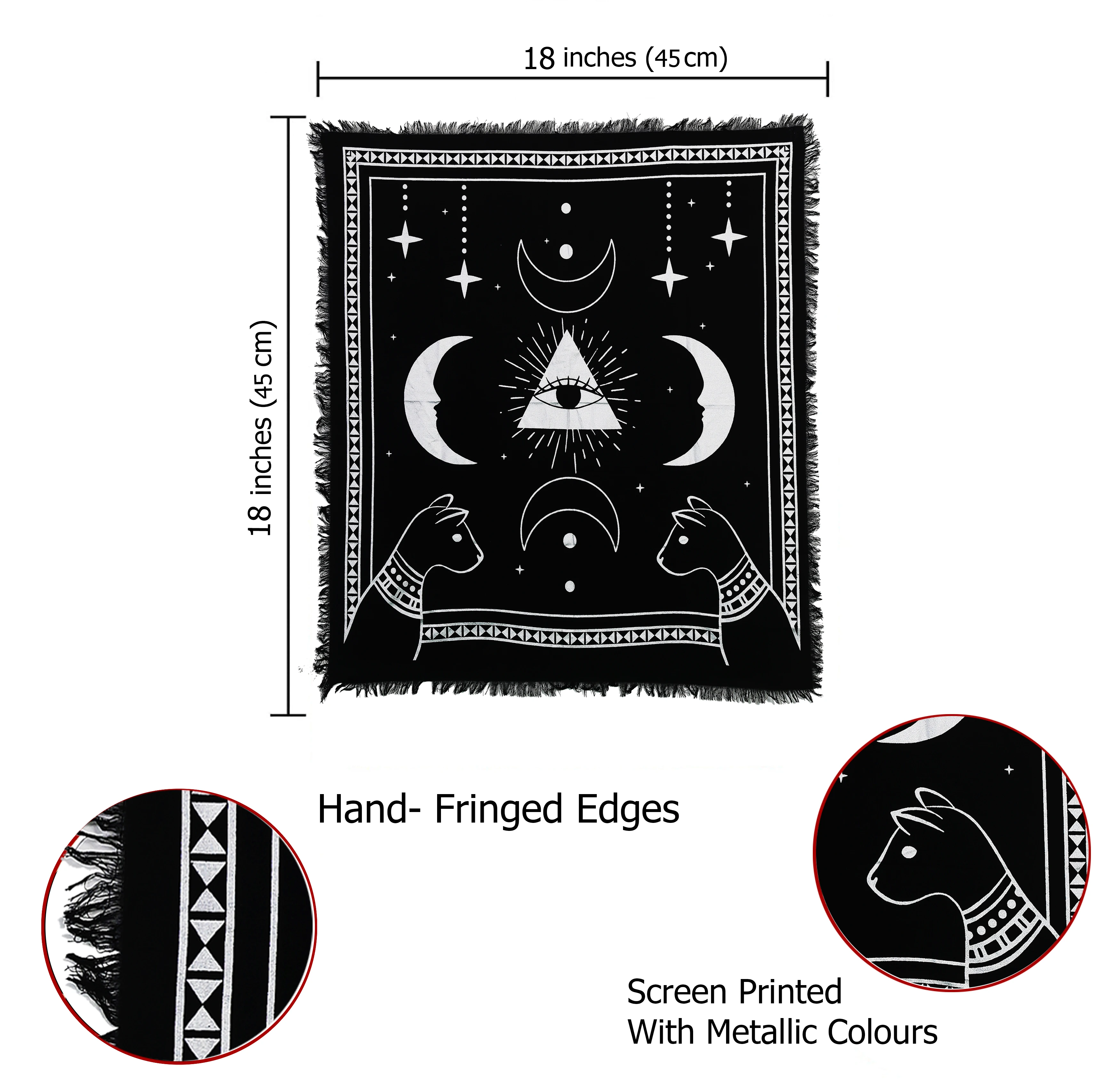 Gold Altar Cloth Eye Of Triangle Table Cloth Cotton Ethnic Witchcraft Witchery Black Gold Square