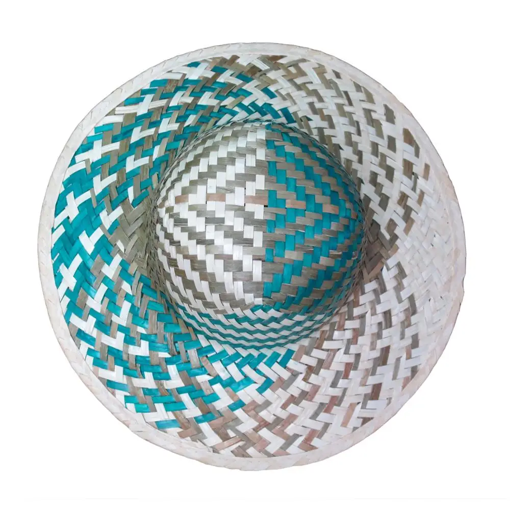 Eco-Friendly Natural Seagrass and Palm Leaf Hat Classic Cowboy Style for Summer Travel and Fishing Plain Summer Headwear