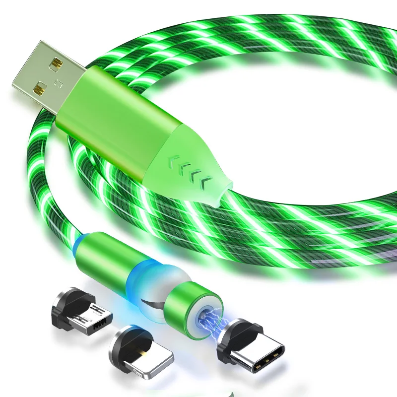 Оптовая продажа Amazon Бестселлер Магнитная 3 in1 540 градусов 2.0A USB кабель со светодиодным индикатором используемые для Lightning Type C