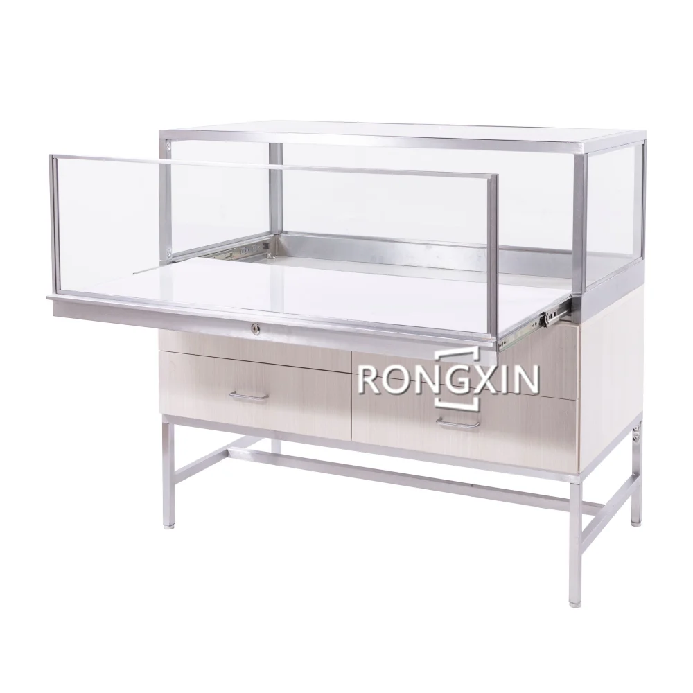 Modern luxury  wood glass jewellery display showcase with lock jewelry counter designs  perfume  watch display stands