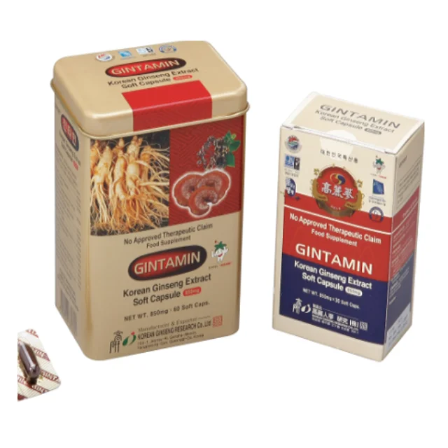 Экстракт из корейского женьшеня GINTAMIN, капсулы из экстракта корейского красного женьшеня, золотые капсулы, капсулы из корейского красного женьшеня