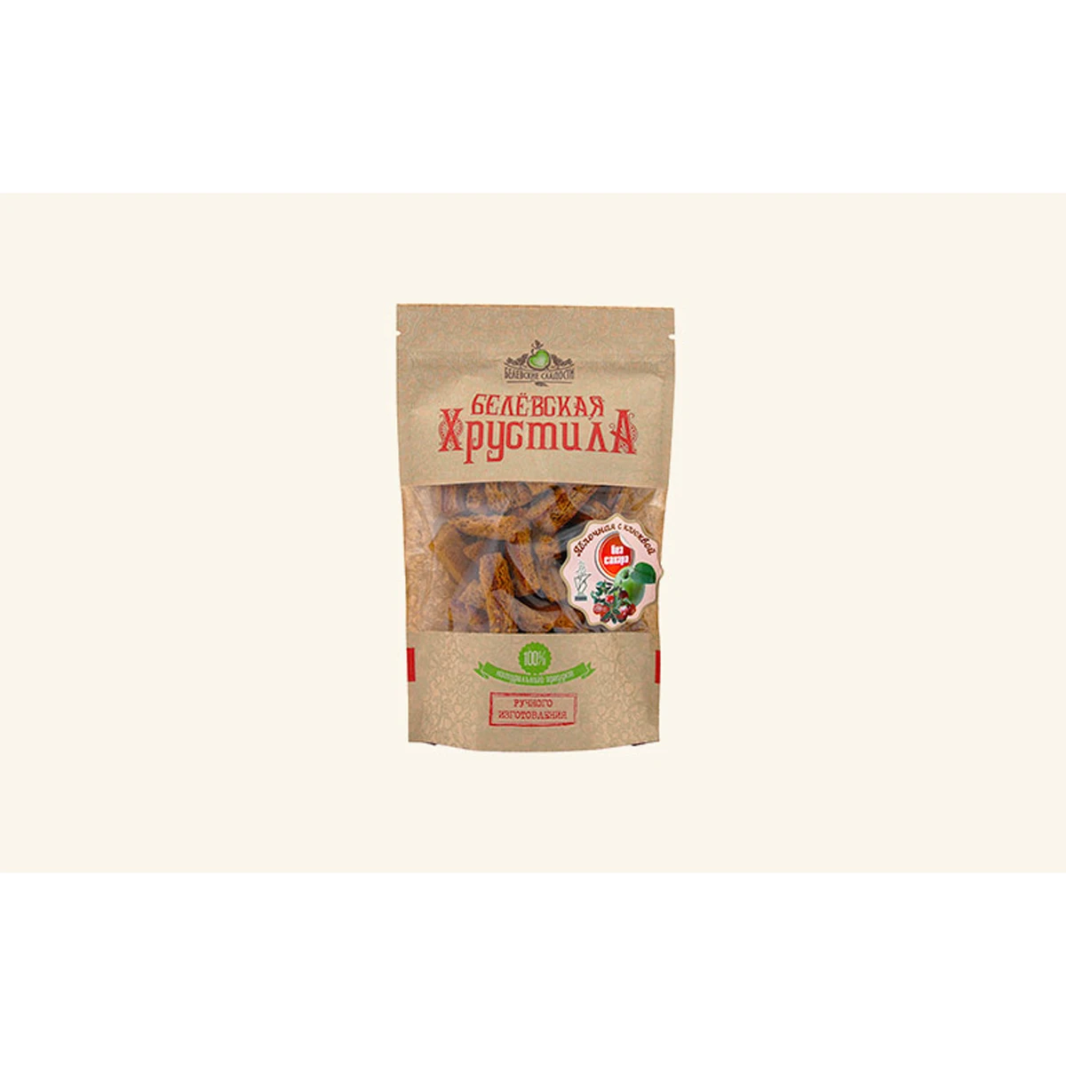 Хрустящая Яблочная пастила Belevskaya с клюквой без сахара