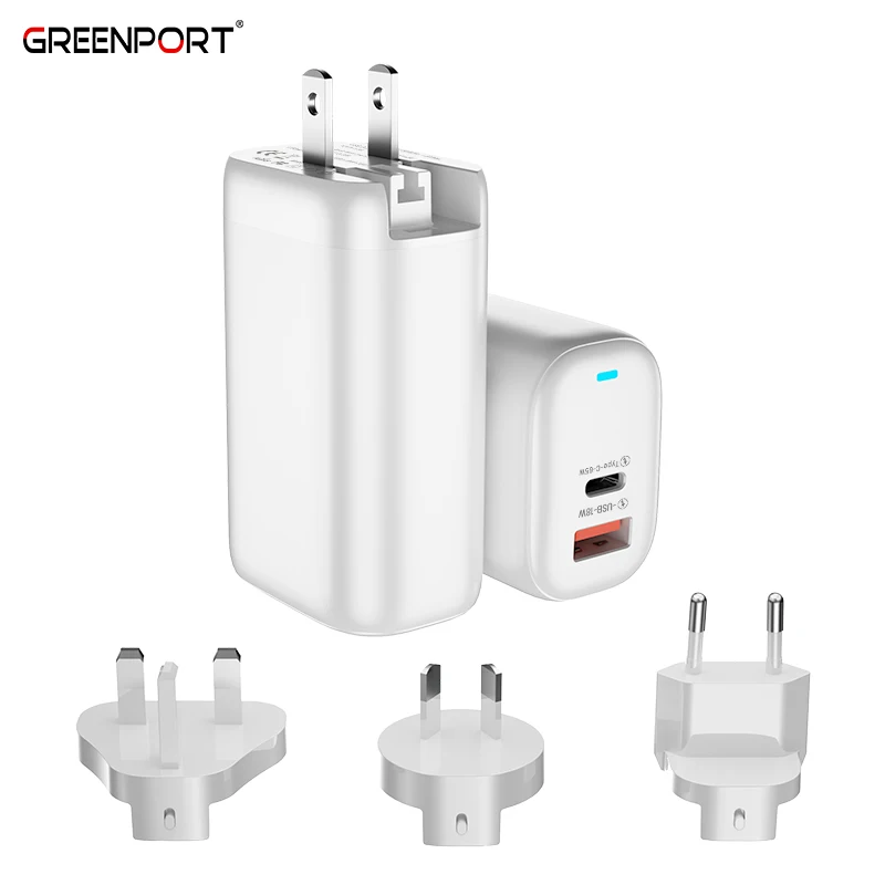 Новейший продукт, портативное зарядное устройство 65 Вт для путешествий Qc 3,0 usb type-c PD с двумя портами, зарядное устройство высокой мощности, быстрое зарядное устройство