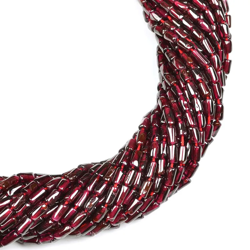 Плоские бусины в форме трубки из натурального граната, бусины в форме трубки из граната, качественные гранатные бусины высшего качества