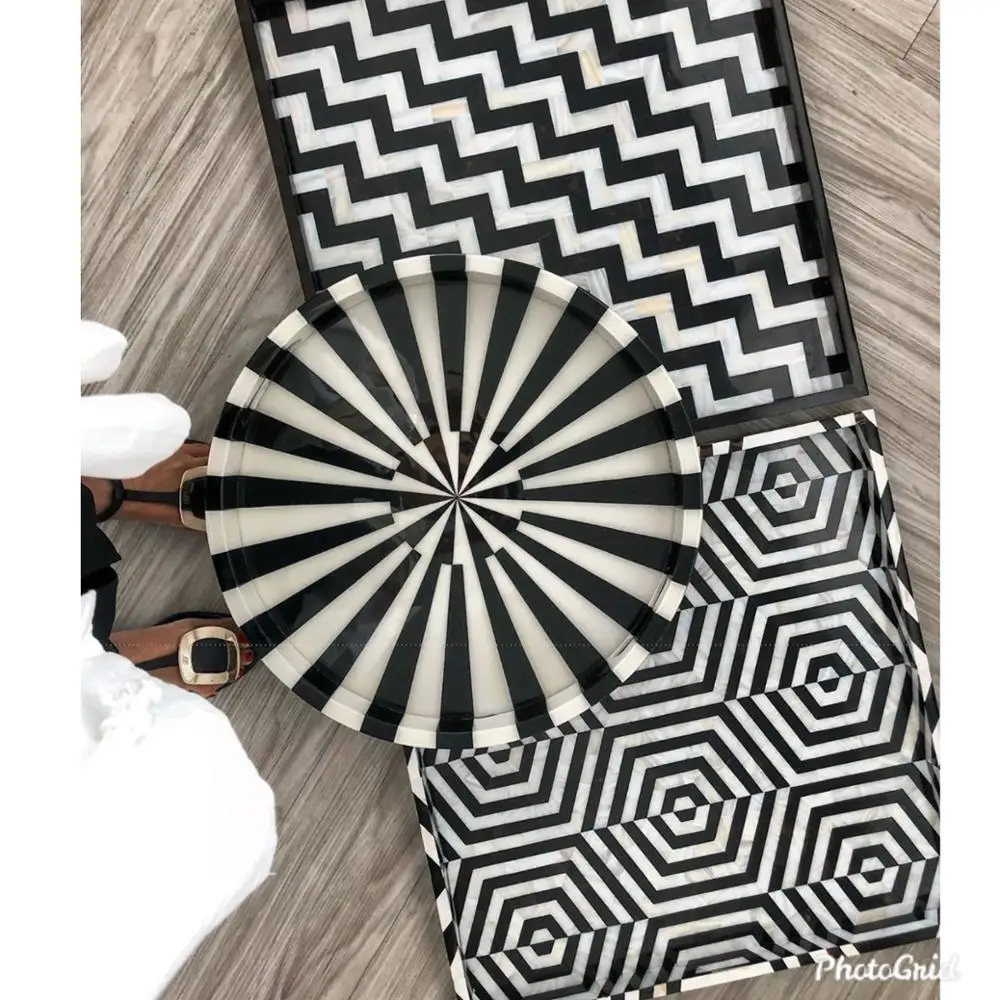 SERVING TRAY BONE INLAY TEA LIGHT TEA PLATE GULF UAE