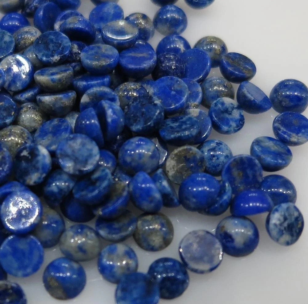 4mm Natural Loose Lapis Lazuli Cabochon Round Non-treated for Setting Dark Blue