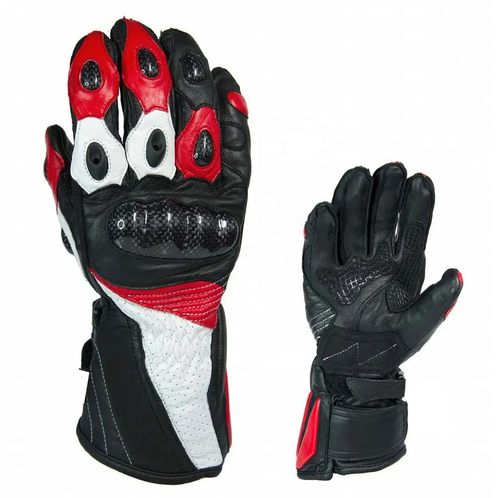Gloves Genuine Leather Motocross Gloves highway Auto Motorcycle Racing Sports Gloves Black Waterproof White Long