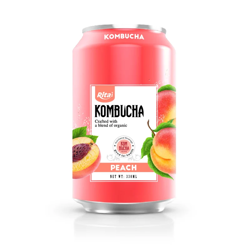 Азия поставщик 330 мл консервированный персиковый аромат Kombucha чай напиток