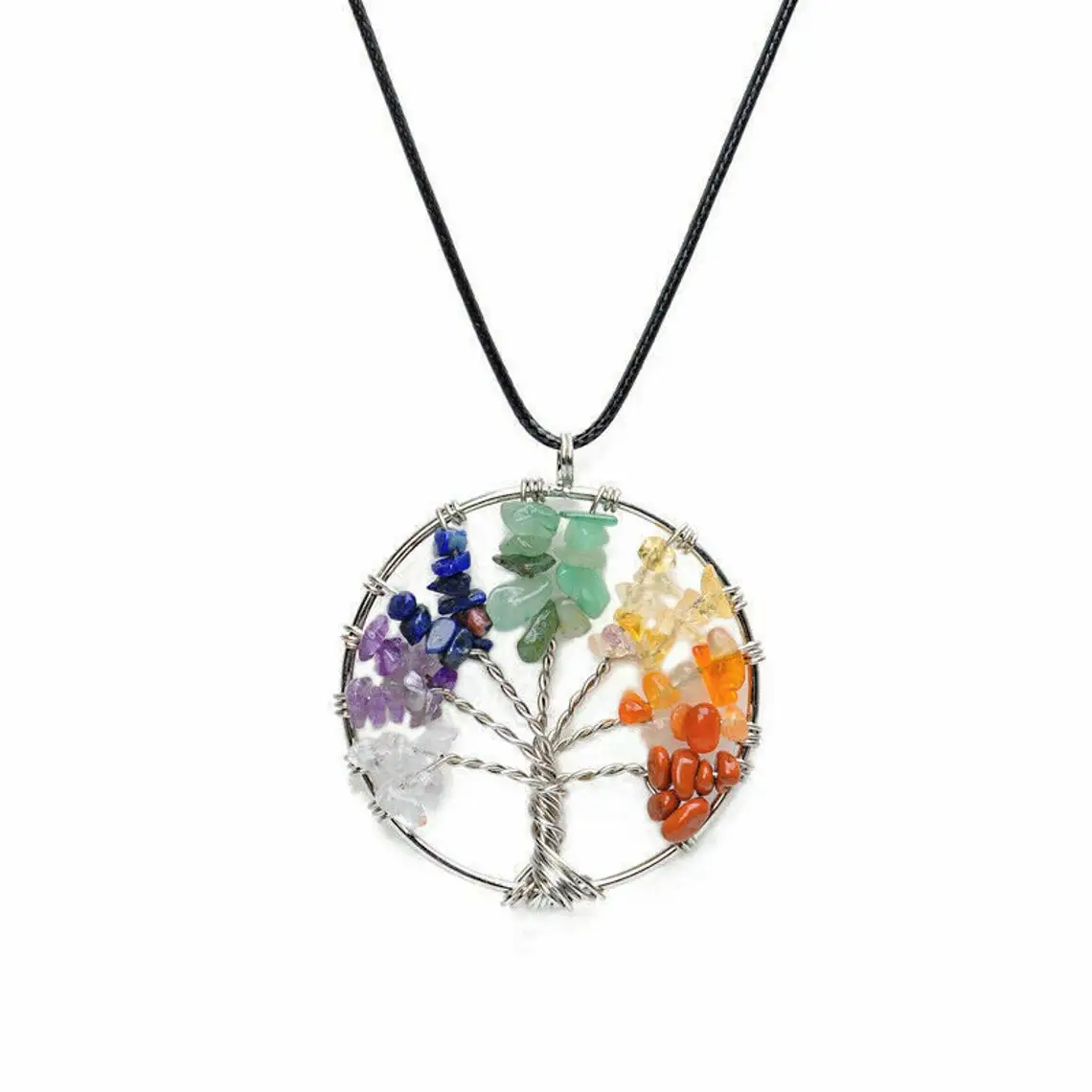 WHOLESALE NATURAL SEVEN CHAKRA LIFE OF TREE PENDANT   FOR HEALING JEWELRY SPIRITUAL & REIKI FENG SHUI BULK FROM ELEGANT AGATE