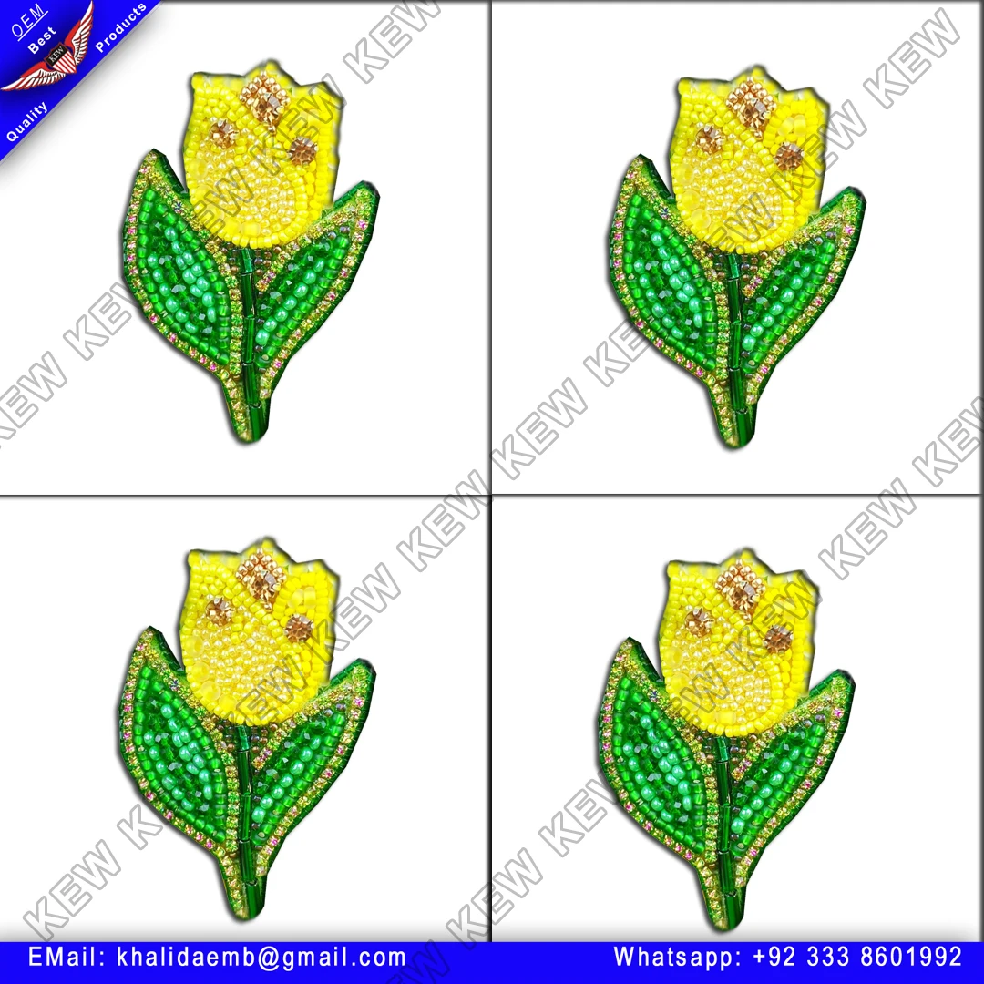 custom embroidery Beaded brooch flowercustom embroidery patch for clothes  brooches handmade party wedding USA UK Europe