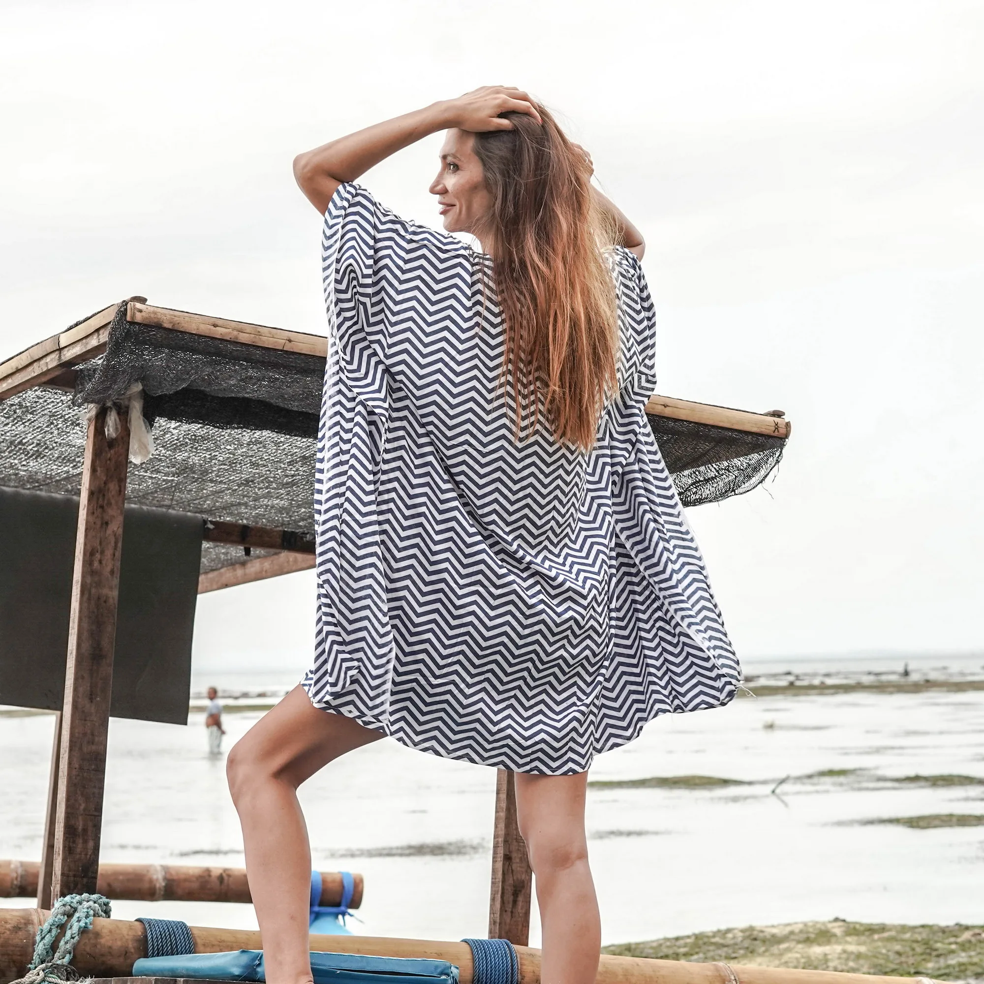 Elegant 100% Rayon Poncho Dress Custom Wholesale Beachwear from Bali Manufacturer Sexy KF001-047R1-F Shirt Design