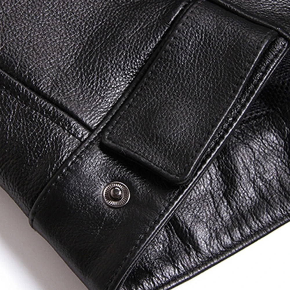 Classical Motorcycle Biker Leather Vest Men Genuine Leather Sleeveless Vest real Cowhide