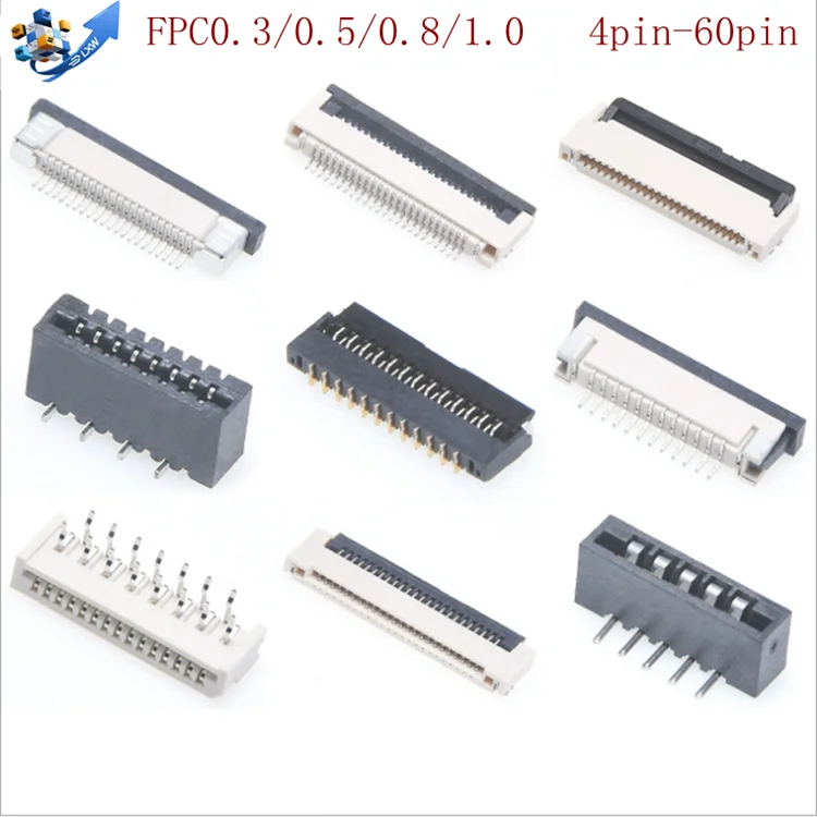 Электронный компонент FPC/FFC коннектор 0,3/0,5/0,8/1,0/1,25 мм шаг fpc Коннектор 4 контакта 40 контактов Штекерный разъем