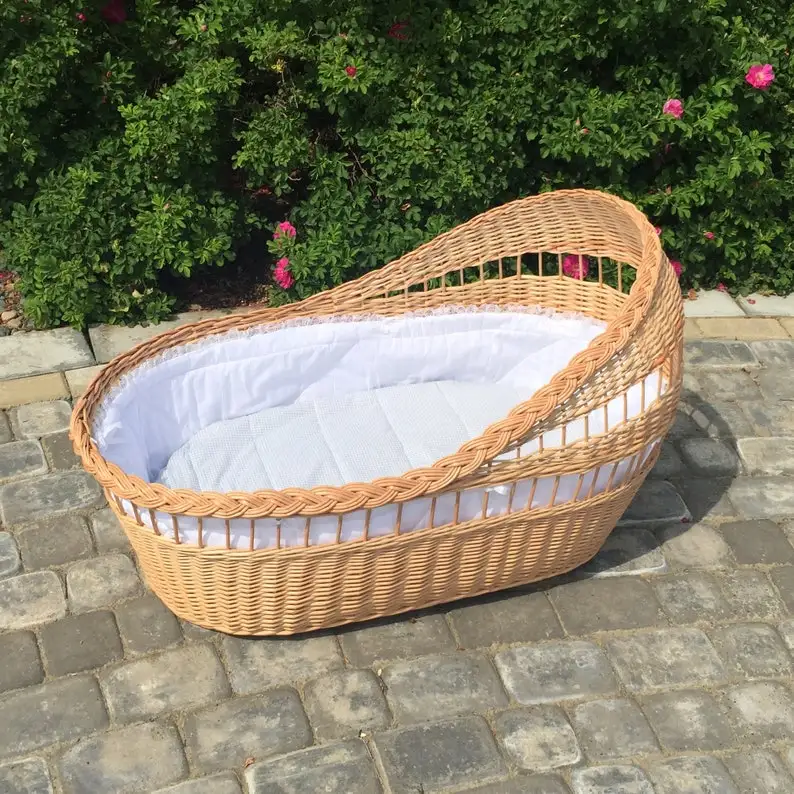 Eco friendly Rattan crib baby cradle  baby crib for kid handicraft trays coffee serving tray bamboo trays for food