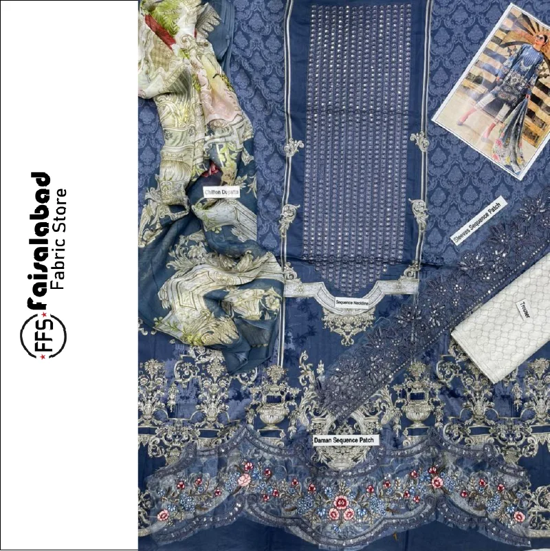  Сшитые вышитые Южноазиатские тканевые костюмы сальвар камиз и пакистанские шифоновые с принтом для женщин