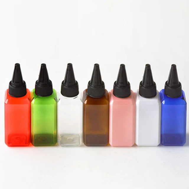 Hengjian 50ml white blue green pink amber red hair care packaging squeeze oil shampoo plastic bottle with twist cap