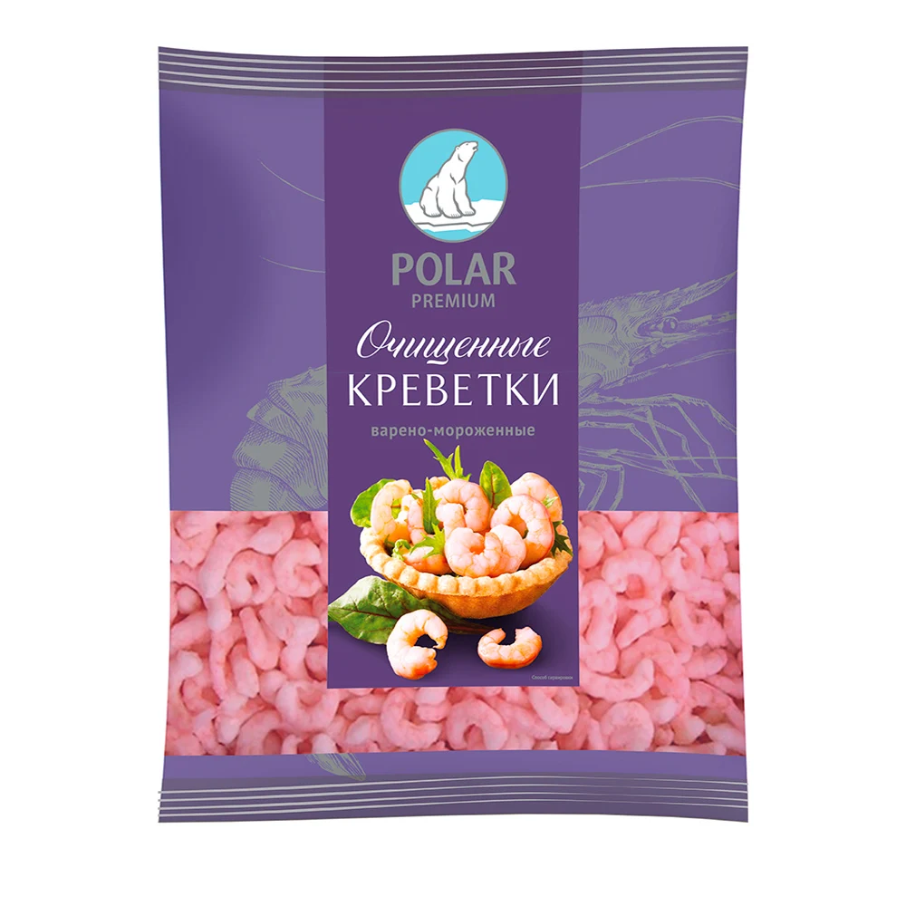 Замороженные кипяченые креветки 1 кг в упаковке, очищенные
