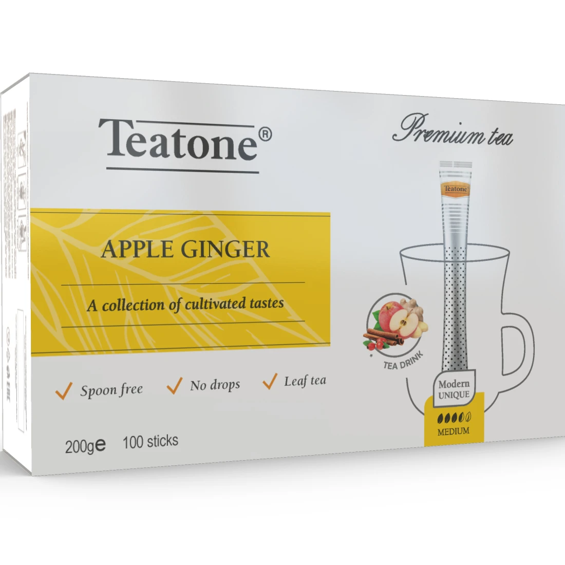 Яблочный имбирный чай в палочке TEATONE 100 палочек в индивидуальной упаковке * 2 г высокое качество