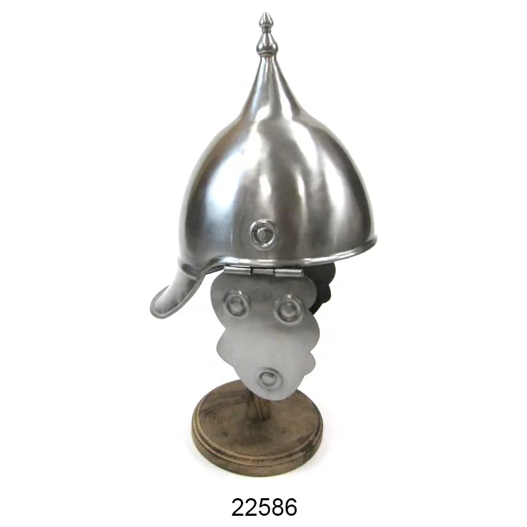 Cast Iron German Sallet Armor Helmet Silver Plated Ancient War Warriors Helmet Medieval Armor Helmet for Decoration