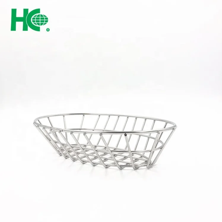 oval fast food restaurant serving metal bread basket