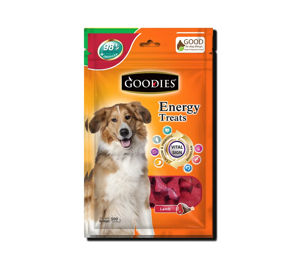 
Goodies 125 grams bag plant based proteins for good health and allergenic dog treat or food lamb flavor bone mini shape 