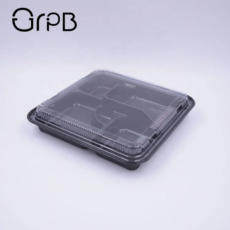 Take out plastic black bento lunch food container box