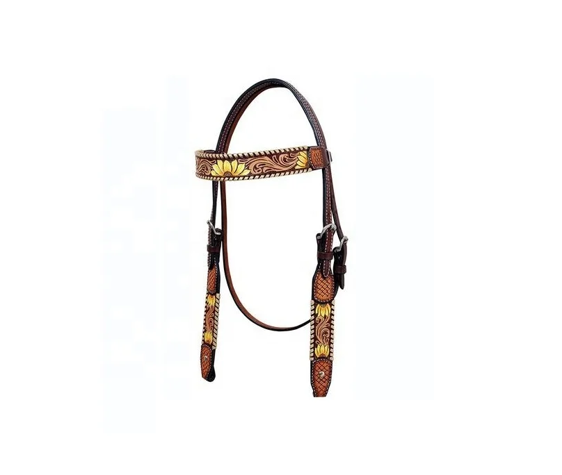 Genuine Leather Chestnut Western Horse Bridles & Headstalls