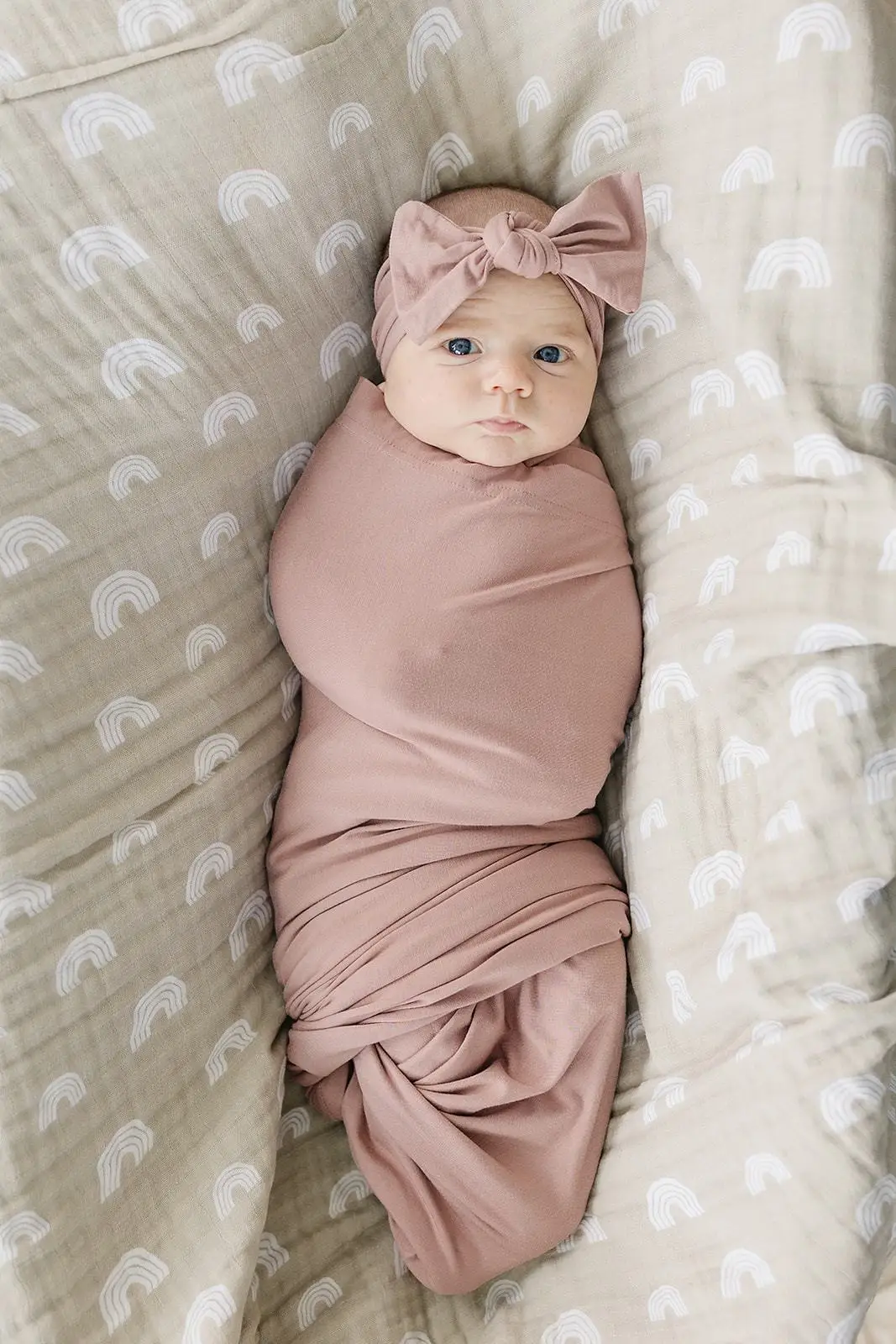 95%Bamboo 5%Spandex Organic very Soft breathable light weight Knitted stretchy best quality hot sale baby swaddle wrap cloth