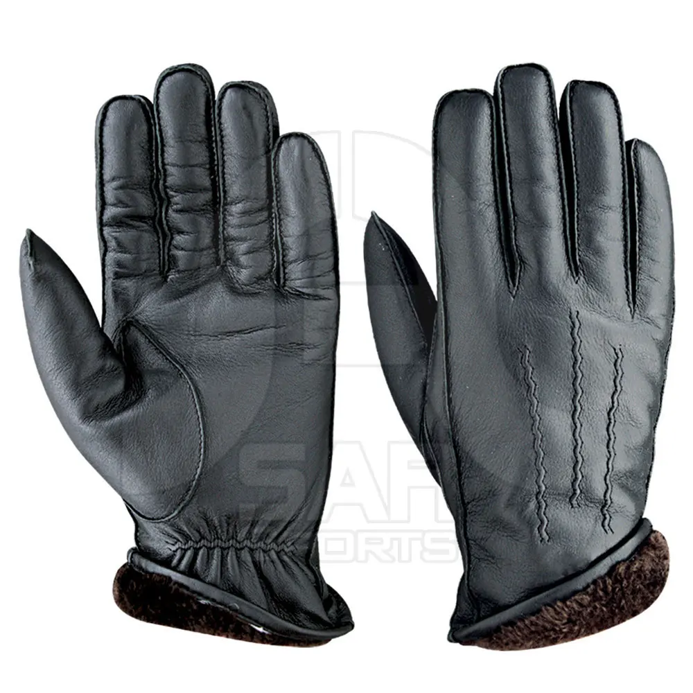 Men Fashion Winter Leather Motorcycle Full Finger Touch Screen Warm Gloves Full Finger High Quality Black Gloves