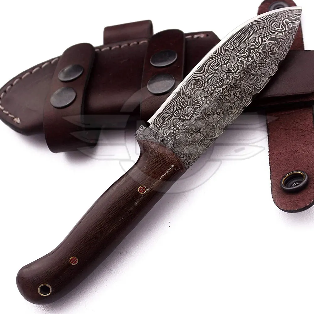  Стальной Охотничий нож ручной работы из высокоуглеродистой стали с фиксированным лезвием и кожаным футляром