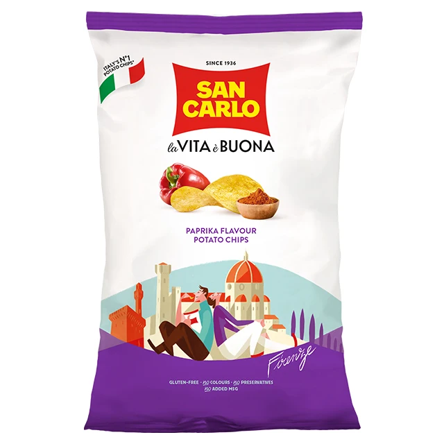 San Carlo sweet and spicy  paprika flavor gr 50 potato chips made in Italy