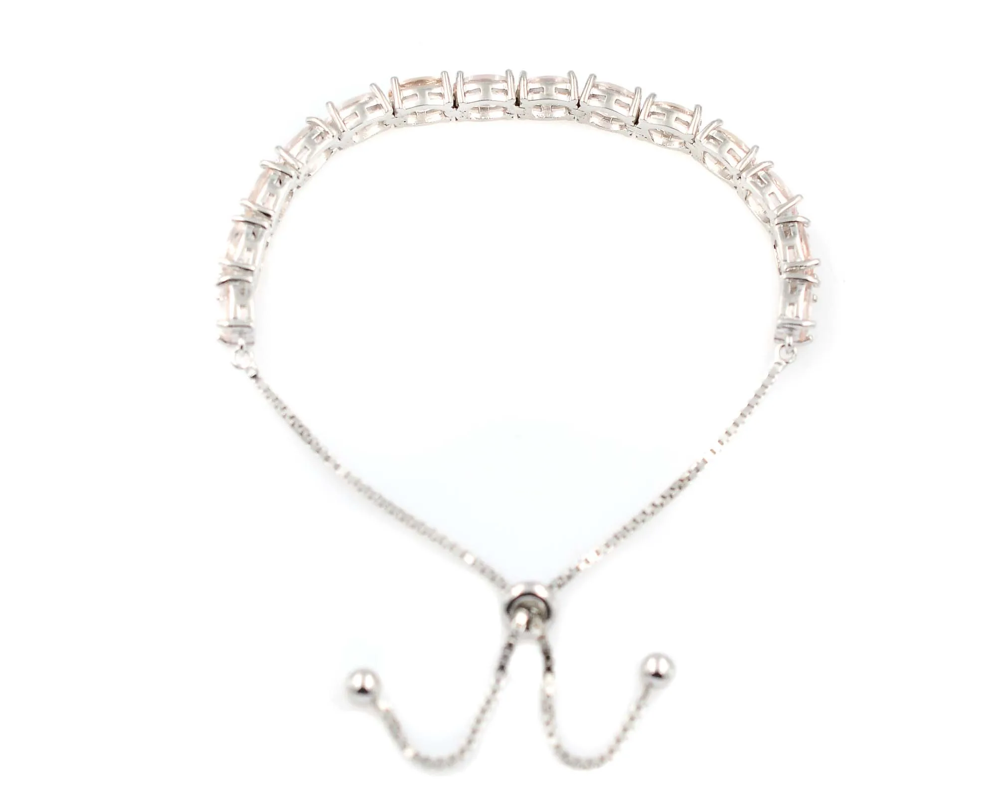 Top Quality Morganite 7x5 MM Natural Gemstone 925 Solid Silver For Women Bolo Tie Tennis Style Bracelet By Jaipur Manufacturer