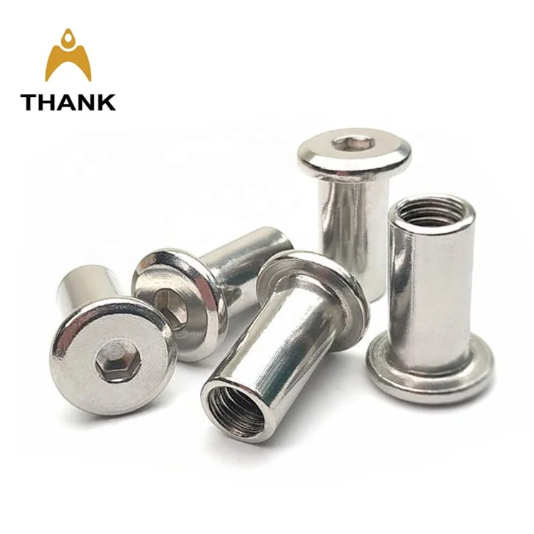 Stainless steel 304 flat head hex socket furniture connector sleeve barrel nut M3 M4 M6 M8 M10