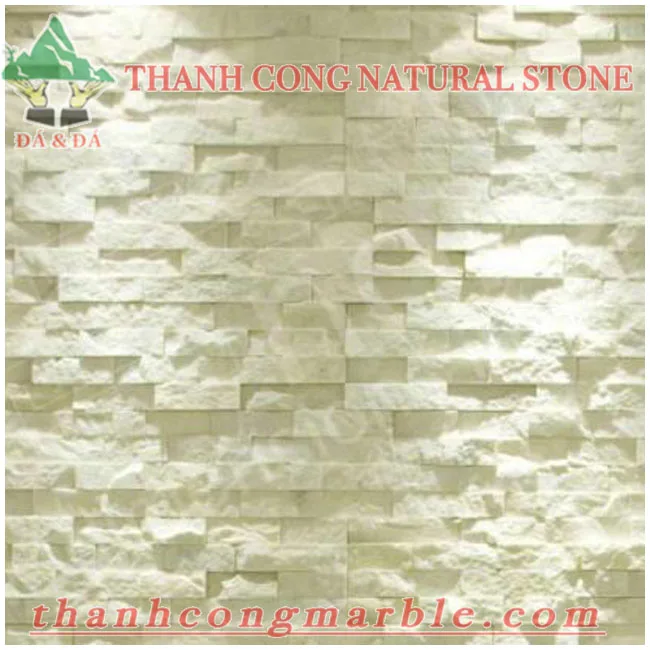 High Quality Ivory White Marble Cladding Ledge Stone Panels Natural Split Exterior Wall-Covering Decoration Tiles Outdoor Use