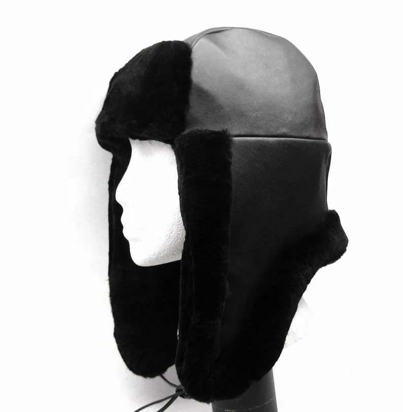 
New Real Beaver Fur Genuine Leather Men Trapper Fur Hat Aviator Real Fur Inner Hat 