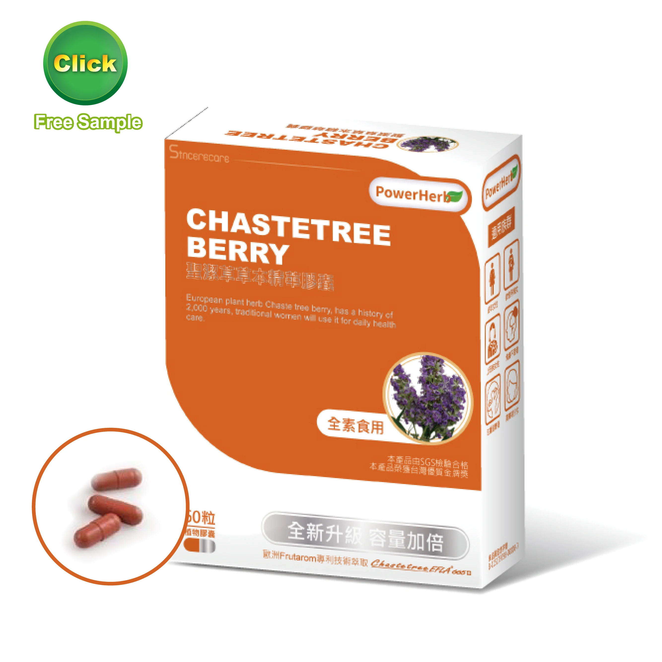Free Sample/High quality female care original chastetree berry capsule 60 capsule/box