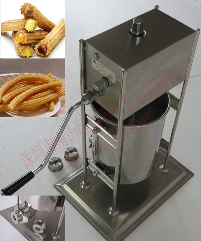 
5L Vertical Stainless steel churros Machine 2 in 1 type VERTICAL Sausage stuffer/filler with plastic piston 