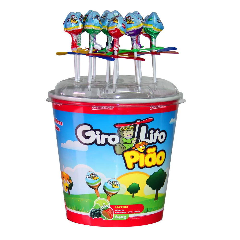
66830 - Girolito Ball Lollipops Strawberry, grape and lemon 8g in Jars 6x80un 