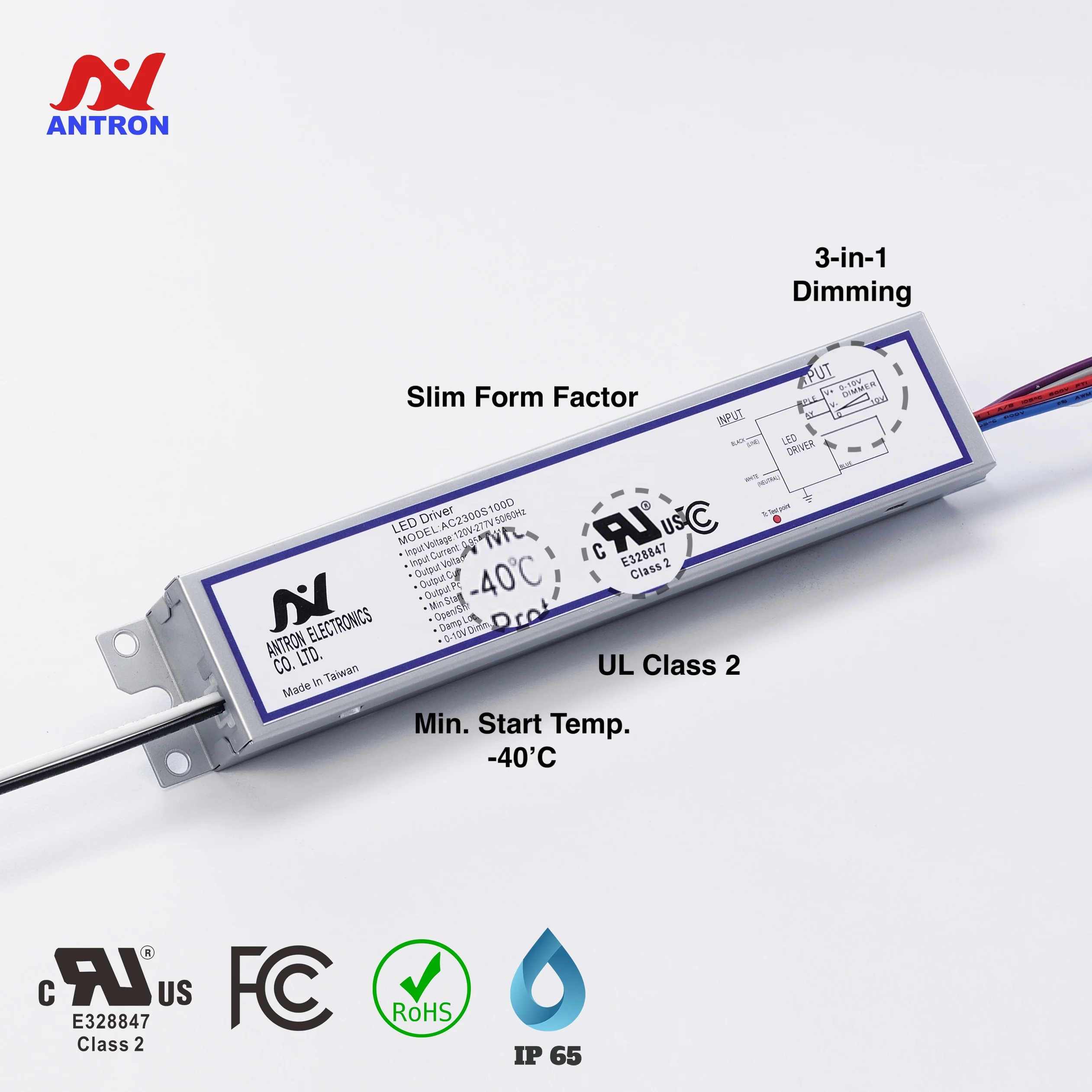 High Quality Dimmable LED Driver 100W Class 2