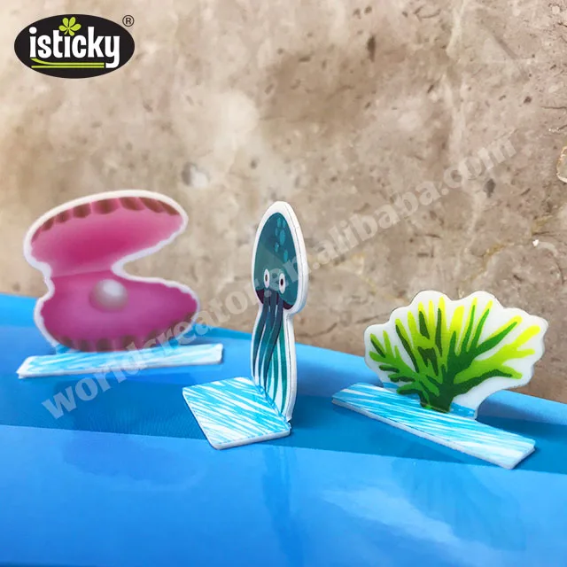 Custom 3D  Hot Waterproof Stand Up TPE Magic Sticker for kids