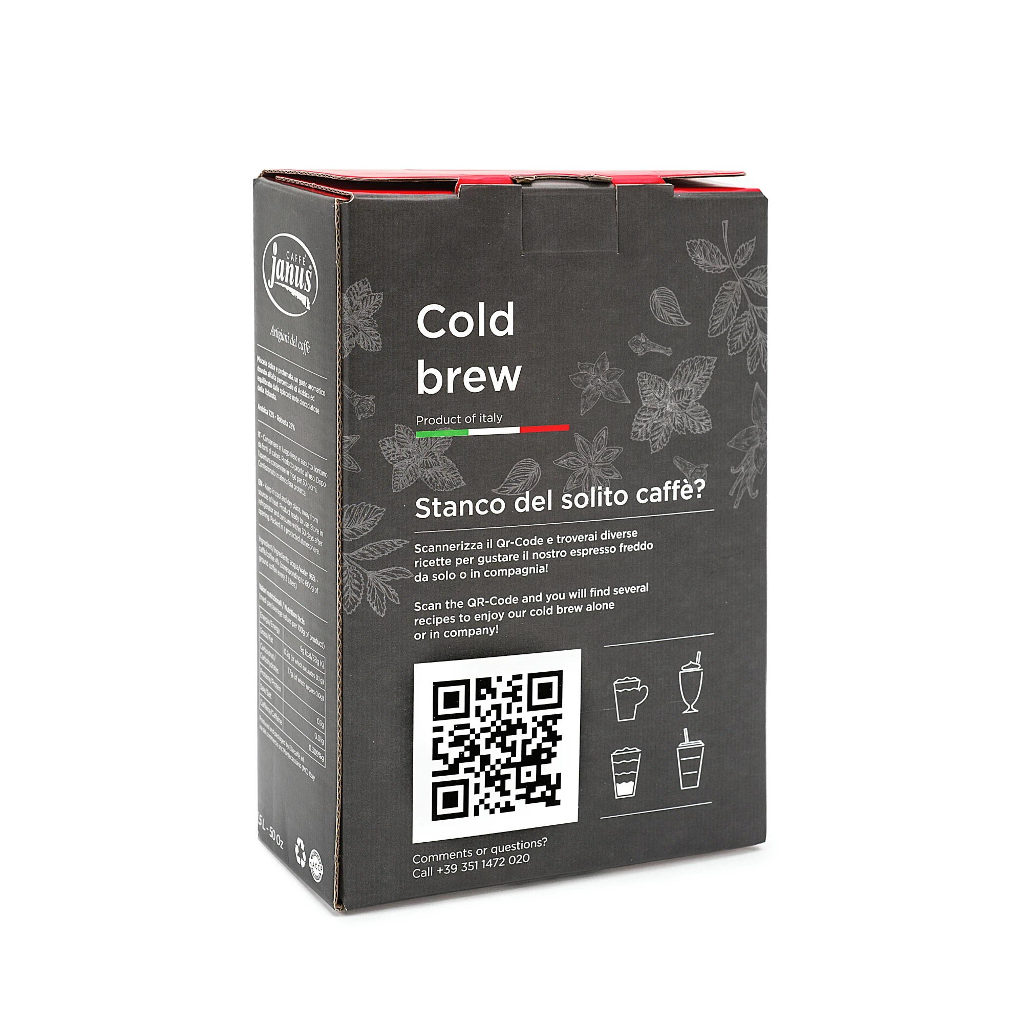 Other beverage soft drinks Espresso 100% natural without sugar 0 calories cold coffee drink bag in box 1.5 L