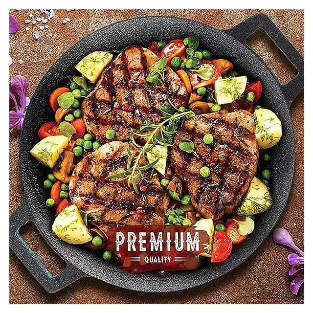 Best Quality Korean Non-stick 6 Layer Coating Round Griddle BBQ Grill Pan - Stovetop and Induction, Indoor and Outdoor