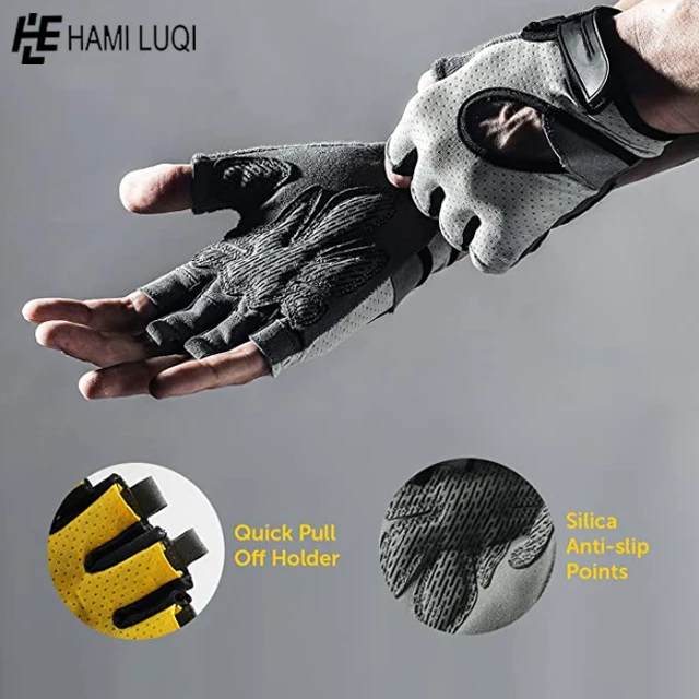 Customized Men Half-Finger Anti-slip Fitness Gym Gloves  Weight Lifting Exercise Gloves