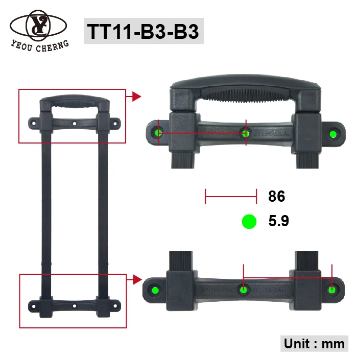 Прочный чемодан складные рукоятки тележек части TT11-B3-B3