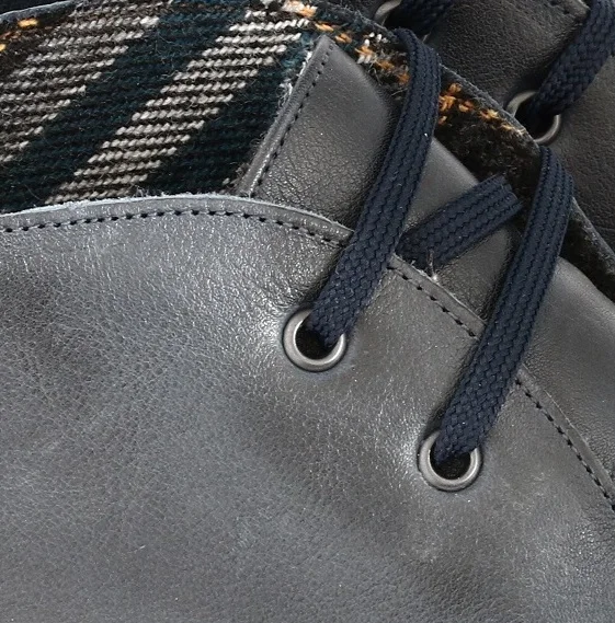 MEN FASHION ANKLE BOOT IN BRUSHED GENUINE LEATHER WITH FABRIC SIDE INTERIOR